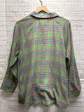 Size 1X Ladies Green Plaid EASEL Blouse