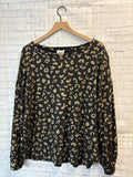 Size Large Ladies Black Animal Print BIBI Top