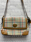 Ladies Cream Plaid Coach Purse