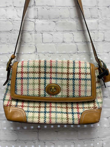Ladies Cream Plaid Coach Purse
