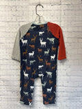 Size 9-12 MO Boy's Blue Print Mudpie Jumpsuit