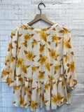 Size Medium Ladies Cream Floral Versona Blouse
