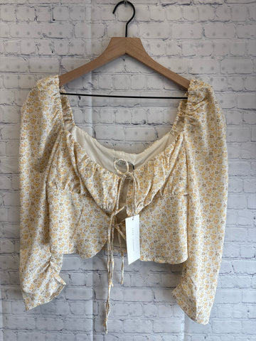 Size Small Ladies White Floral LUSH Blouse