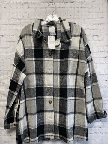 Size Medium Ladies Gray Plaid Jacket