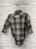 Size 6-9 Months Boy's Brown Plaid Cody James Onesie