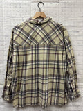 Size Small Ladies Tan Plaid Zara Blouse