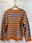 Size Small Ladies Orange Stripe Sweater
