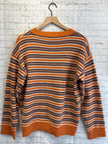 Size Small Ladies Orange Stripe Sweater