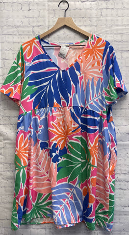 Size X-Large Ladies Blue Floral Dress