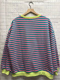 Size Large Ladies Pink Stripe Sweatshirt