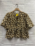 Size Large Ladies Cream Animal Print Entro Blouse