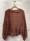 Size Large Ladies Maroon Print Blouse