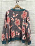 Size Medium Ladies Blue Floral Polagram Cardigan
