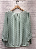 Size Large Ladies Mint Green Polka Dot Blouse