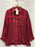 Size Large Ladies Red Plaid Entro Blouse