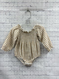 Size 6-12 months Girl's Tan Plaid Onesie