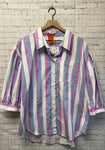 Size 1X Ladies White Stripe Blouse