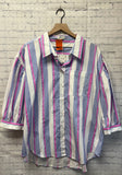 Size 1X Ladies White Stripe Blouse