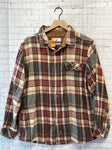 Size Medium Ladies Tan Plaid Blouse