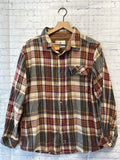 Size Medium Ladies Tan Plaid Blouse