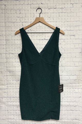 Size Large Ladies Green Sparkle Lulu's Tank Dress