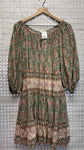 Size Large Ladies Green Print EASEL Dress