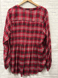 Size 1X Ladies Red Plaid westbound Blouse