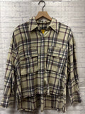 Size Small Ladies Tan Plaid Zara Blouse