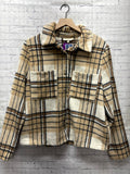 Size Large Ladies Tan Plaid Blouse