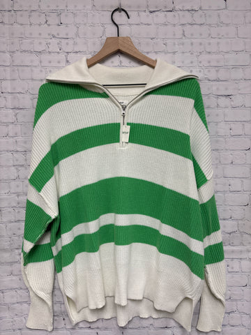 Size Small Ladies White Stripe Aerie Pullover