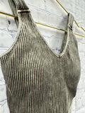 Size L/XL Ladies Brown Ribbed Zenana Tank Top