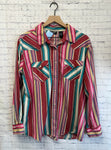 Size Large Ladies Red Stripe Wrangler Blouse