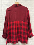 Size Large Ladies Red Plaid Entro Blouse