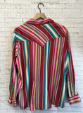 Size Large Ladies Red Stripe Wrangler Blouse