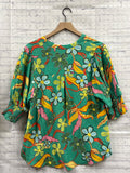 Size Medium Ladies Green Floral EASEL Blouse