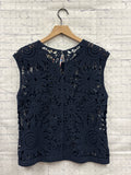 Size Medium Ladies Navy Knit Blouse