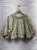 Size Large Ladies Cream Animal Print Blouse
