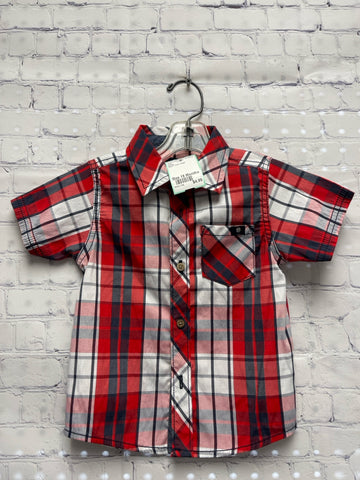Size 18 Months Boy's Red Plaid Lucky Shirt