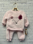 Size 3-6 months Girl's Pink FUR Chick Pea Pantset