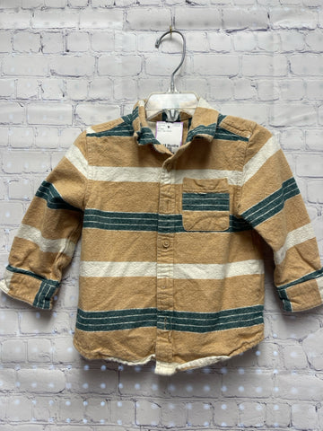 Size 18 Months Boy's Tan Stripe art class Shirt