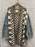 Size Large Ladies Brown Checked BIBI Cardigan