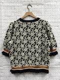 Size Medium Ladies Black Floral BIBI Blouse