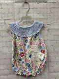 Size 6-9 Months Girl's Blue Floral Mudpie Onesie
