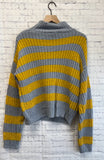 Size Medium Ladies Blue Stripe Sweater