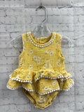 Size 6-9 Months Girl's Yellow Floral Onesie