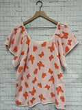 Size XL Ladies Pink Print Cato Blouse