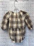 Size 6-12 months Girl's Cream Plaid Old Navy Onesie