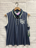 Size Large Ladies Blue Stripe Fore All Workout Tank
