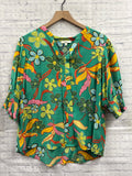 Size Medium Ladies Green Floral EASEL Blouse