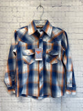 Size 6 Boy's Blue Plaid Cowboy Hardware Shirt